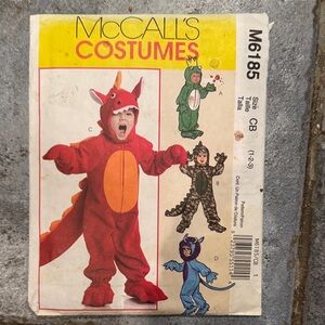 Kids Dragon, Frog,Dino Costume Pattern M6185 sz 1-2-3